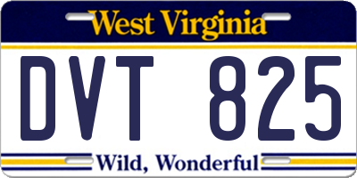 WV license plate DVT825