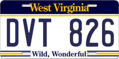 WV license plate DVT826