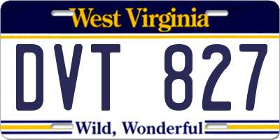 WV license plate DVT827