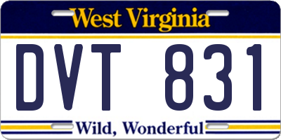WV license plate DVT831
