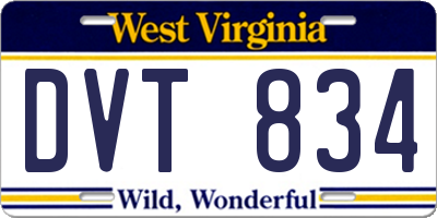 WV license plate DVT834