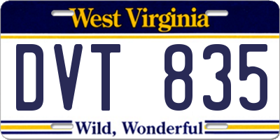 WV license plate DVT835
