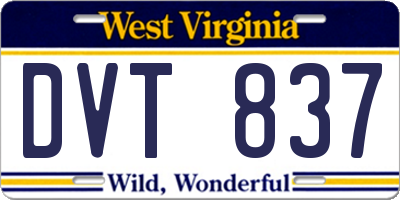 WV license plate DVT837