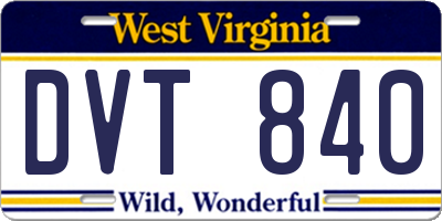 WV license plate DVT840