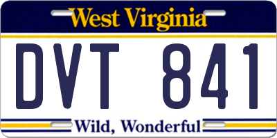 WV license plate DVT841