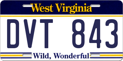WV license plate DVT843