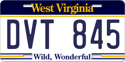 WV license plate DVT845