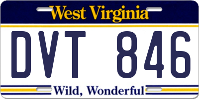 WV license plate DVT846