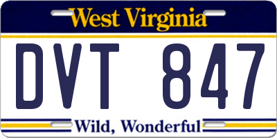 WV license plate DVT847