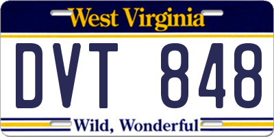 WV license plate DVT848