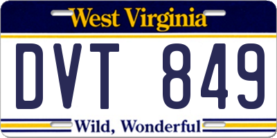 WV license plate DVT849