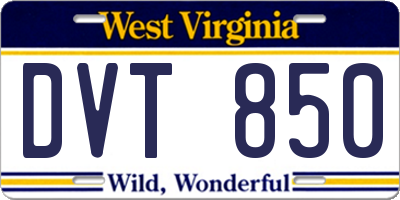 WV license plate DVT850