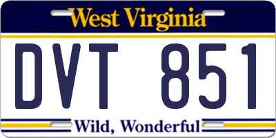 WV license plate DVT851