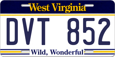 WV license plate DVT852