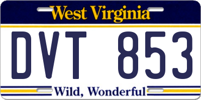 WV license plate DVT853