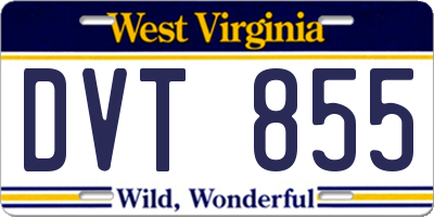 WV license plate DVT855