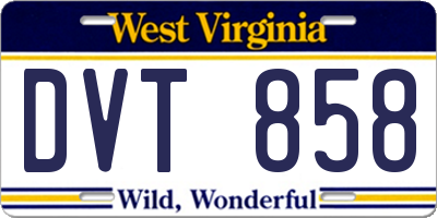 WV license plate DVT858