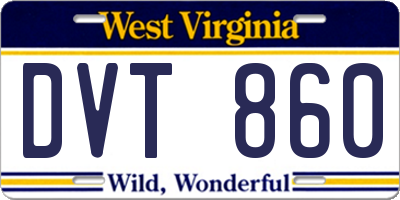WV license plate DVT860