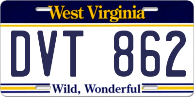 WV license plate DVT862