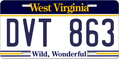 WV license plate DVT863