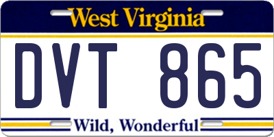 WV license plate DVT865