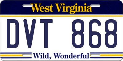 WV license plate DVT868