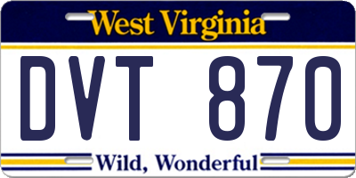 WV license plate DVT870