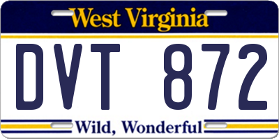 WV license plate DVT872