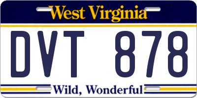 WV license plate DVT878
