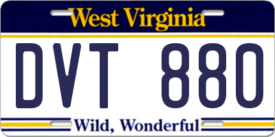 WV license plate DVT880