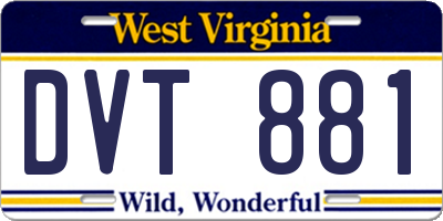 WV license plate DVT881