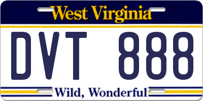 WV license plate DVT888