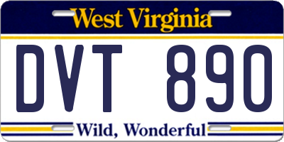 WV license plate DVT890