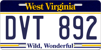 WV license plate DVT892