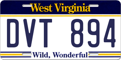 WV license plate DVT894