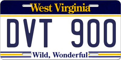 WV license plate DVT900
