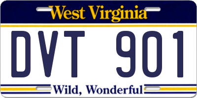 WV license plate DVT901
