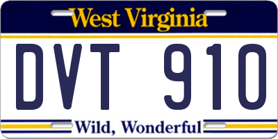 WV license plate DVT910