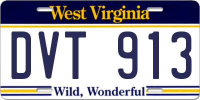 WV license plate DVT913