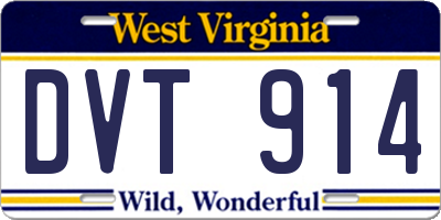 WV license plate DVT914