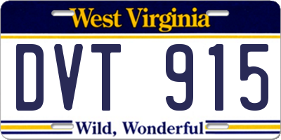 WV license plate DVT915