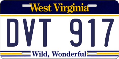 WV license plate DVT917