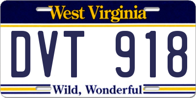 WV license plate DVT918