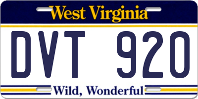 WV license plate DVT920