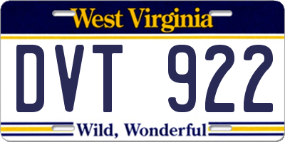 WV license plate DVT922