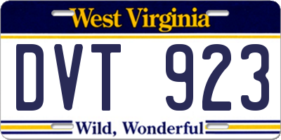 WV license plate DVT923