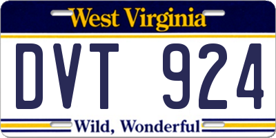 WV license plate DVT924