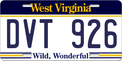 WV license plate DVT926