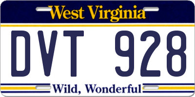 WV license plate DVT928