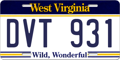 WV license plate DVT931